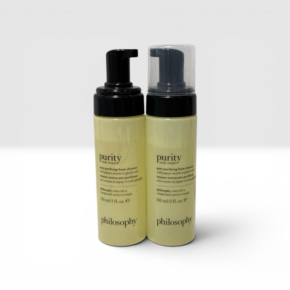 Lot Of 2 Philosophy Purity PORE PURIFYING FOAM CLEANSER 5 Fl Oz 1 Missing Cap